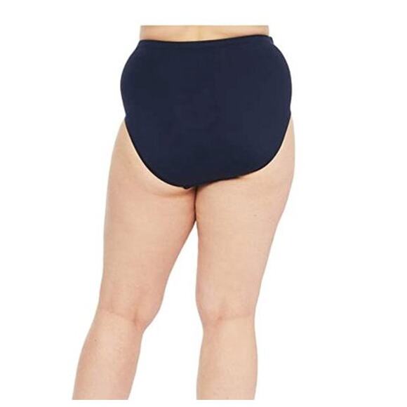 Ralph Lauren NAVY Blue Tribal Ikat Shirred High Waist Swim Bottom US 22W - Picture 3 of 3